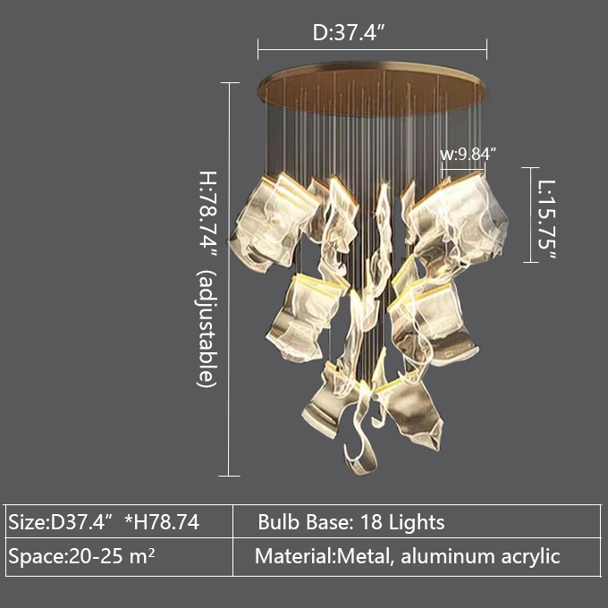 Extra Large  Modern Paper Chandelier For Staircase / Foyer Villa Hall Ceiling