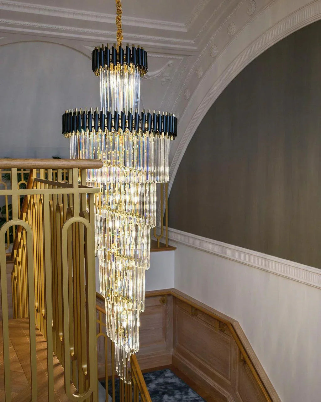 Spiral Crystal Chandelier For Foyer/ Staircase