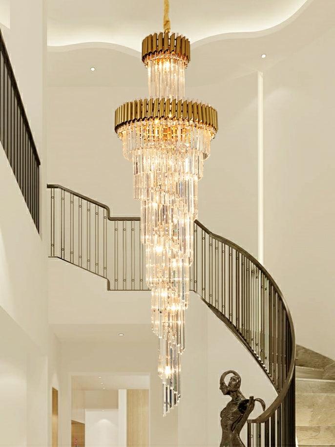 Spiral Crystal Chandelier For Foyer/ Staircase