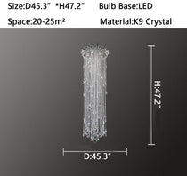 Extra Large Light Luxury Stairwell Crystal Tassel Chandelier for Staircase/High Floor Hall/Loft