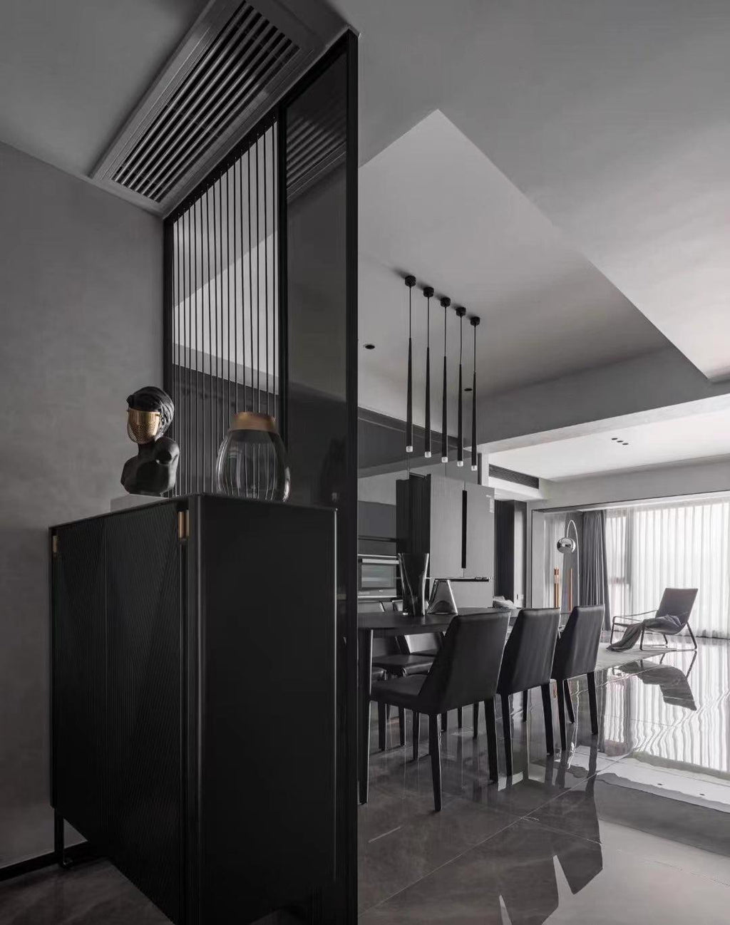 Minimalist Modern Conical Long Chandelier for Dining  Living Room Ceiling Duplex Spiral Staircase