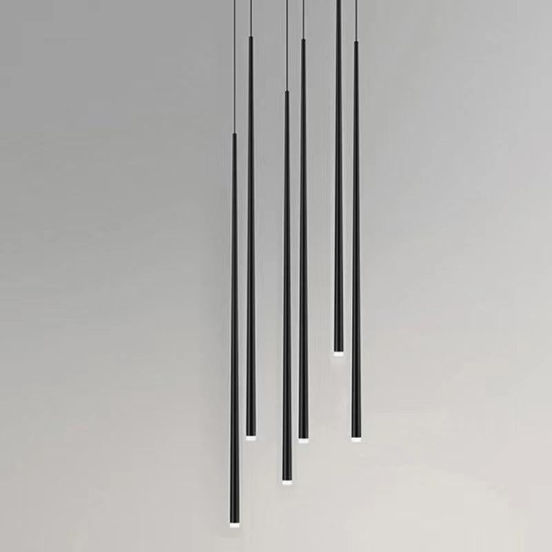 Minimalist Modern Conical Long Chandelier for Dining  Living Room Ceiling Duplex Spiral Staircase