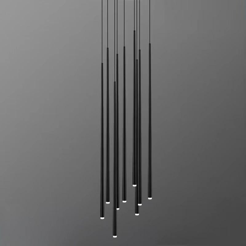 Minimalist Modern Conical Long Chandelier for Dining  Living Room Ceiling Duplex Spiral Staircase
