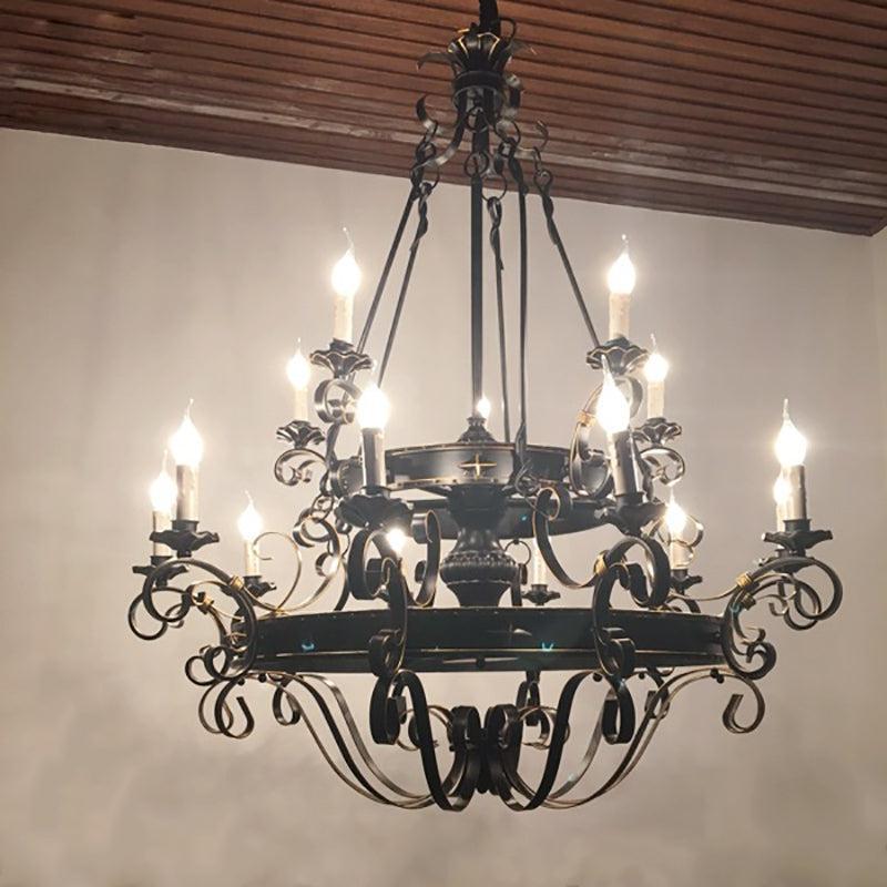 Vintage Iron Simple Candle Art Chandelier for Living Room / Villa / Stairs Main image