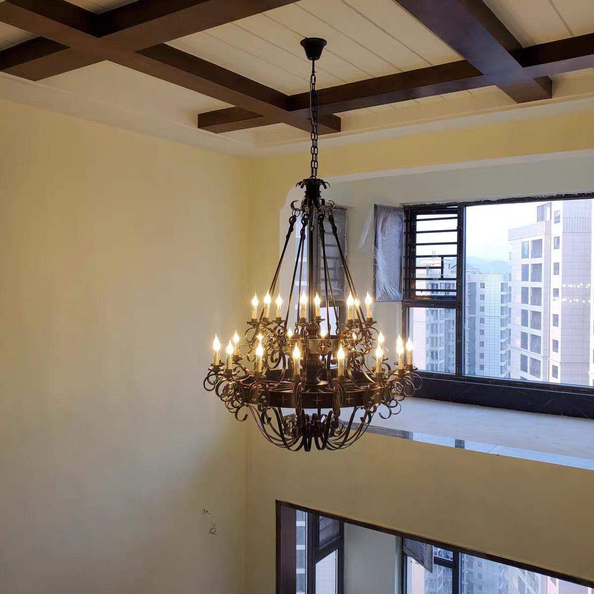 Vintage Iron Simple Candle Art Chandelier for Living Room / Villa / Stairs Secondary image