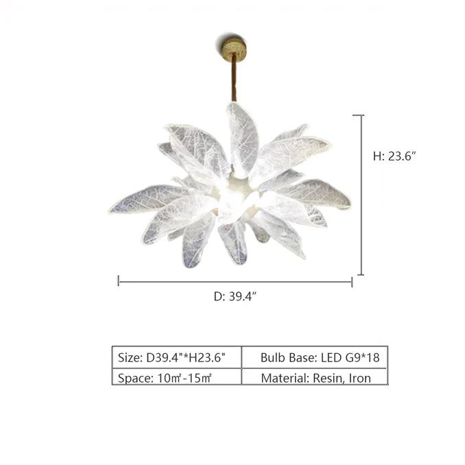 Artistic Bionic Resin Leaves Branch Chandelier