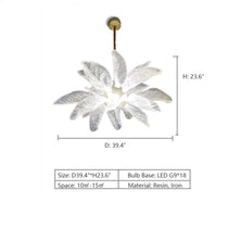 Artistic Bionic Resin Leaves Branch Chandelier
