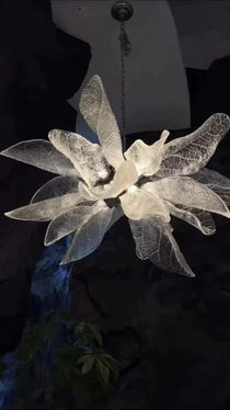 Artistic Bionic Resin Leaves Branch Chandelier
