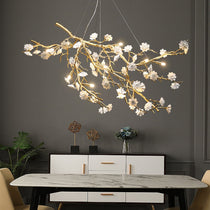 Ceramics Flower Branch Chandelier For Living Dining Room