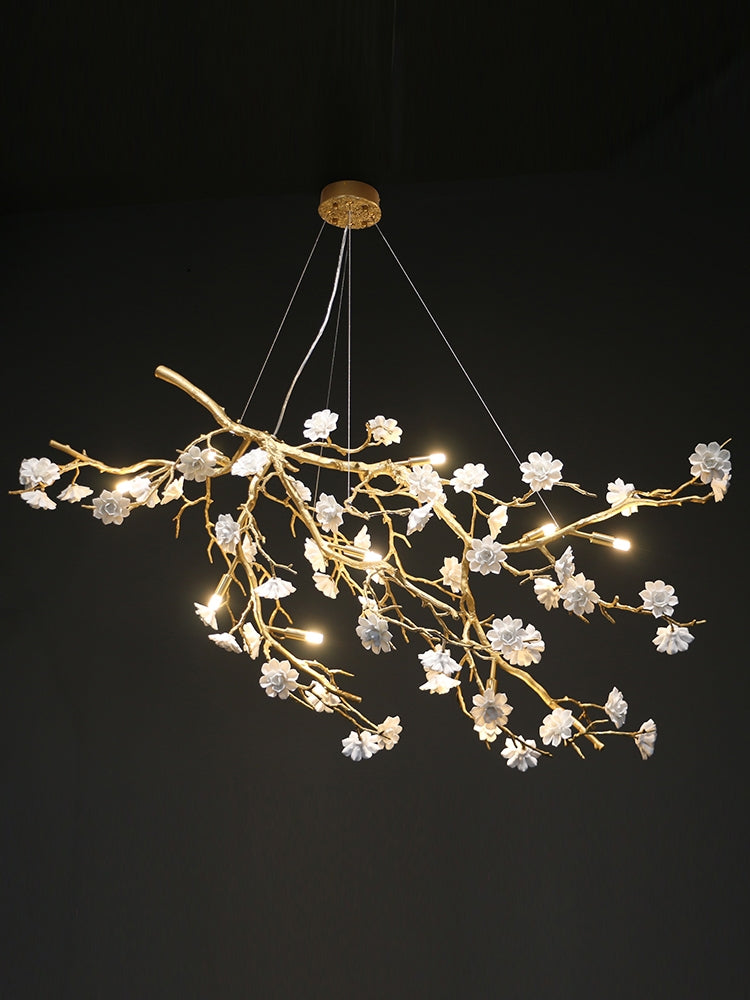 Ceramics Flower Branch Chandelier For Living Dining Room