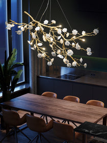 Ceramics Flower Branch Chandelier For Living Dining Room
