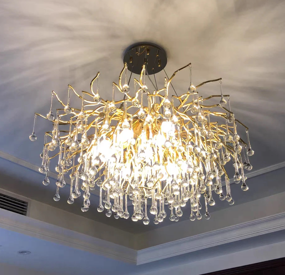 Raindrop Crystal Stunning Tree Branch Crystal Chandelier For Living Dining Room