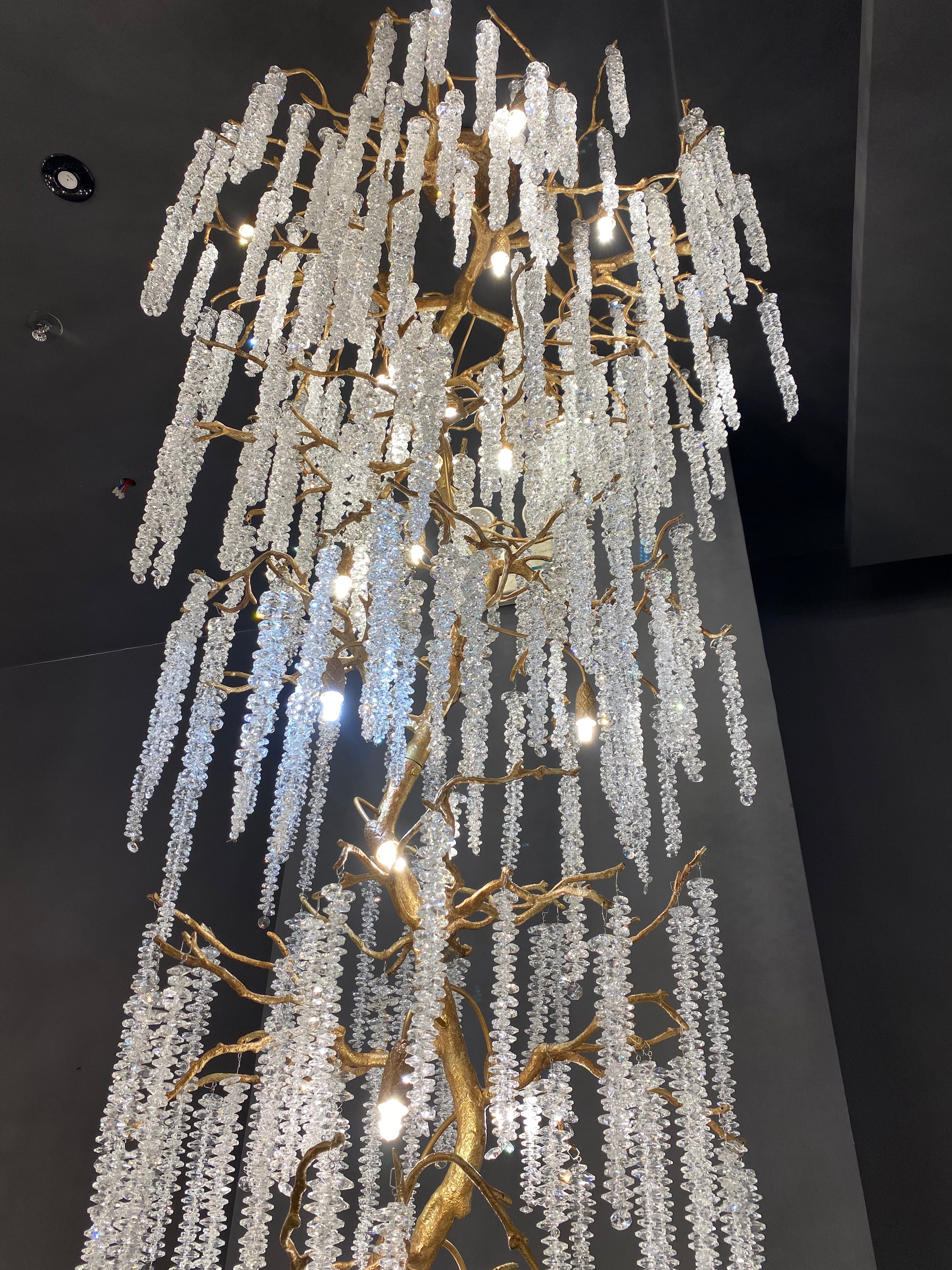 Extra Large Crystal Icicle Chandelier in Tree Branch Design for Grand Staircases and Hallways Secondary image