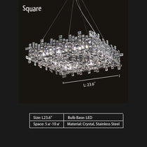 Extra Large Art Irregular Block Collection Crystal Pendant Chandelier Suit for Living Dining Room