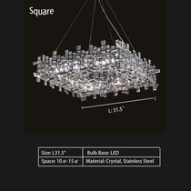 Extra Large Art Irregular Block Collection Crystal Pendant Chandelier Suit for Living Dining Room
