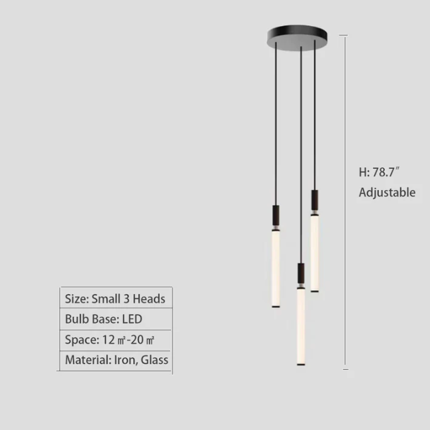 Nordic Fashion Minimalist Black Straight Pendant Chandelier for Bedside/Staircase/Loft/Duplex
