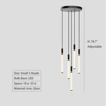 Nordic Fashion Minimalist Black Straight Pendant Chandelier for Bedside/Staircase/Loft/Duplex