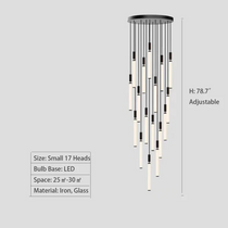 Nordic Fashion Minimalist Black Straight Pendant Chandelier for Bedside/Staircase/Loft/Duplex
