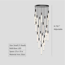 Nordic Fashion Minimalist Black Straight Pendant Chandelier for Bedside/Staircase/Loft/Duplex