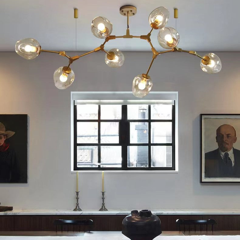 Modern Industrial Branch Chandelier with Multiple Glass Pendants Extra Large for Living or Dining Room Main image