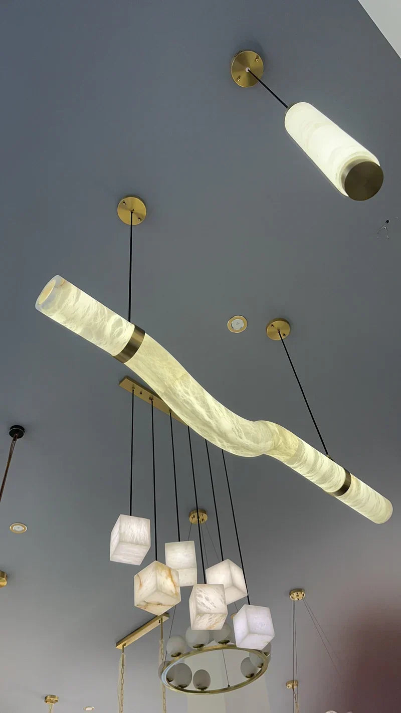 Glacera Simplicity Alabaster Curved Chandelier