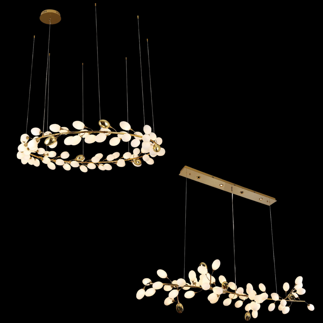 Art Grape Chandelier Pure White Nordic Ring and Linear Design