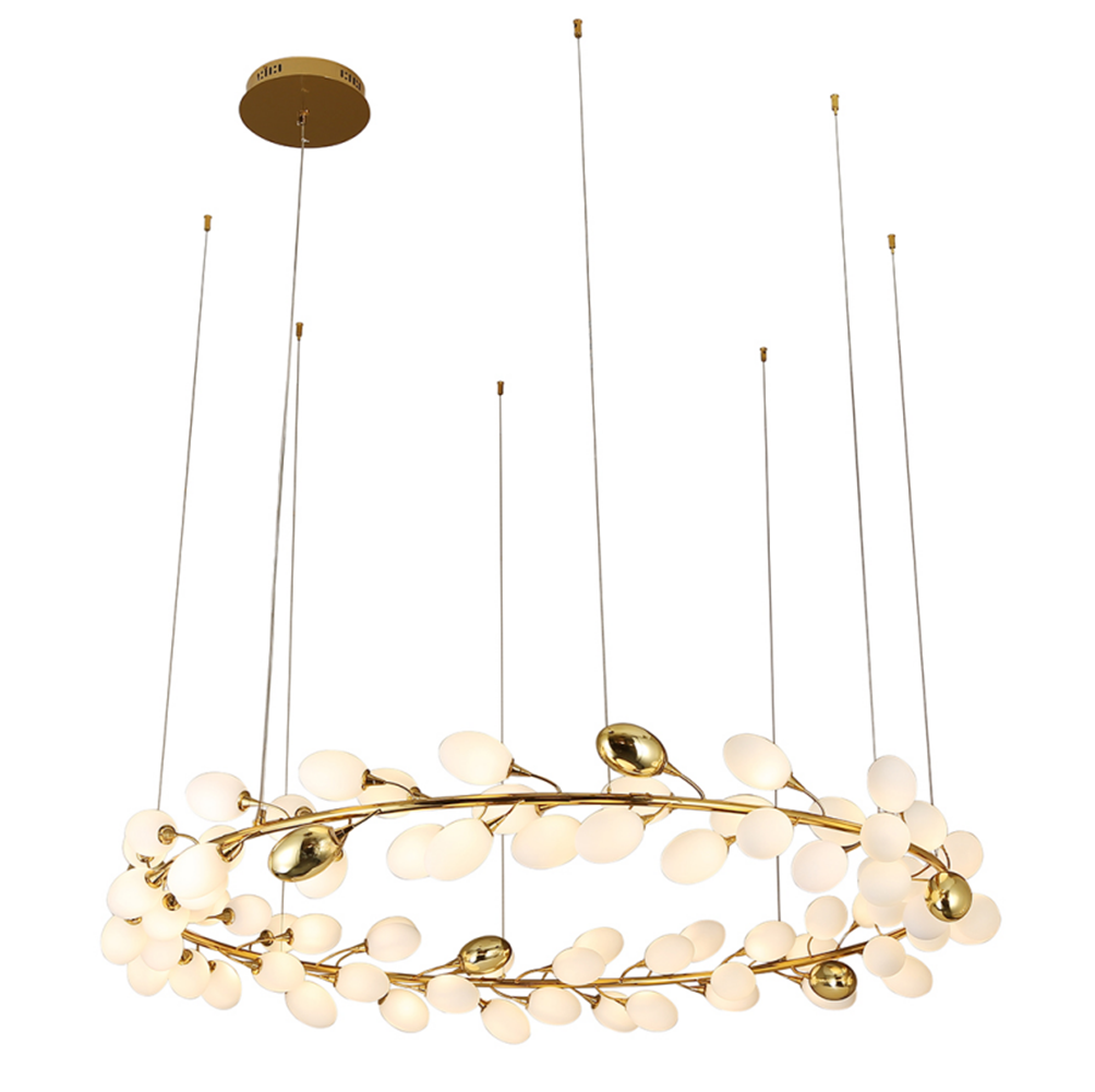Art Grape Chandelier Pure White Nordic Ring and Linear Design Main image