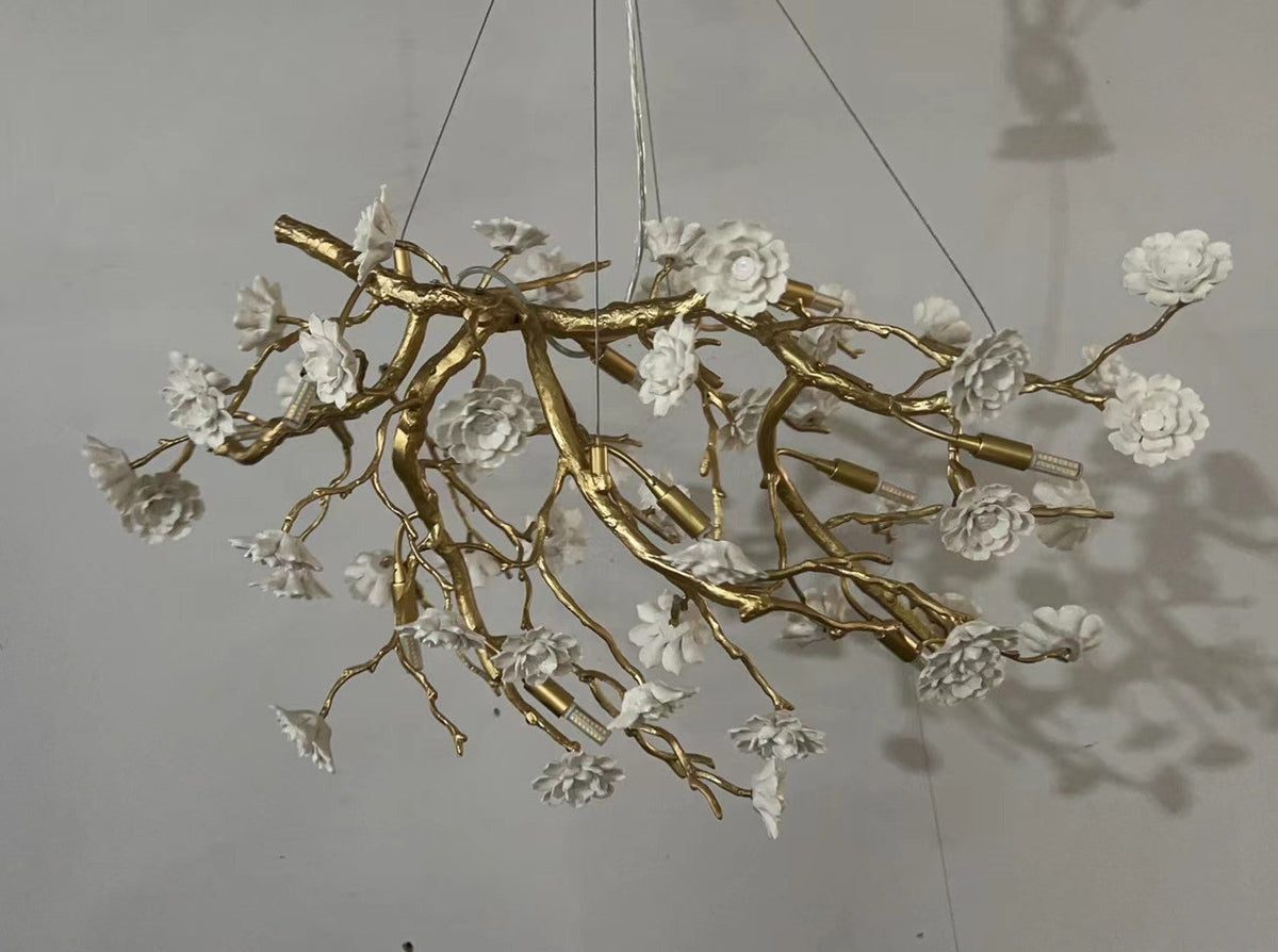Ceramics Flower Branch Chandelier For Living Dining Room