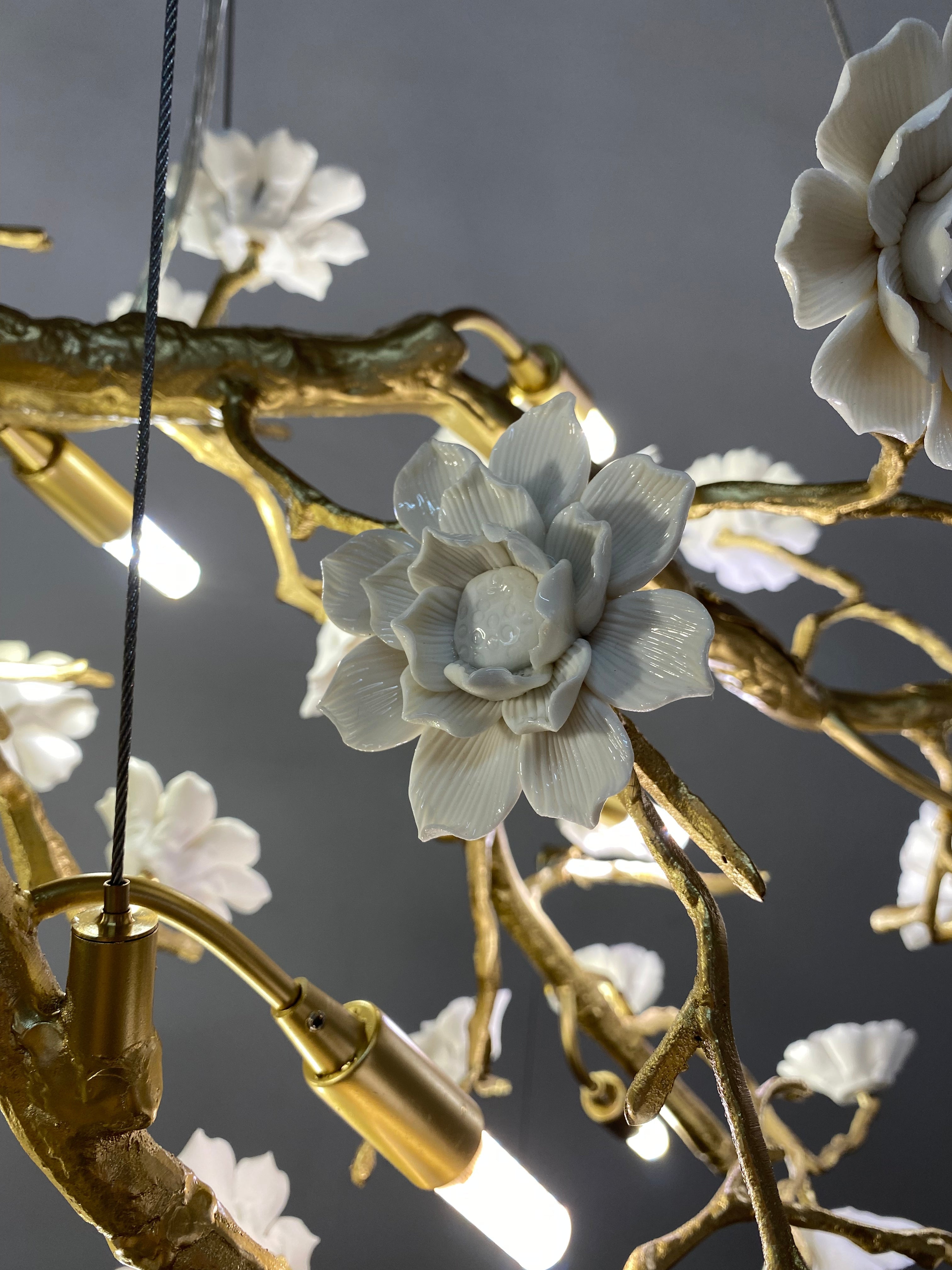 Ceramics Flower Branch Chandelier For Living Dining Room