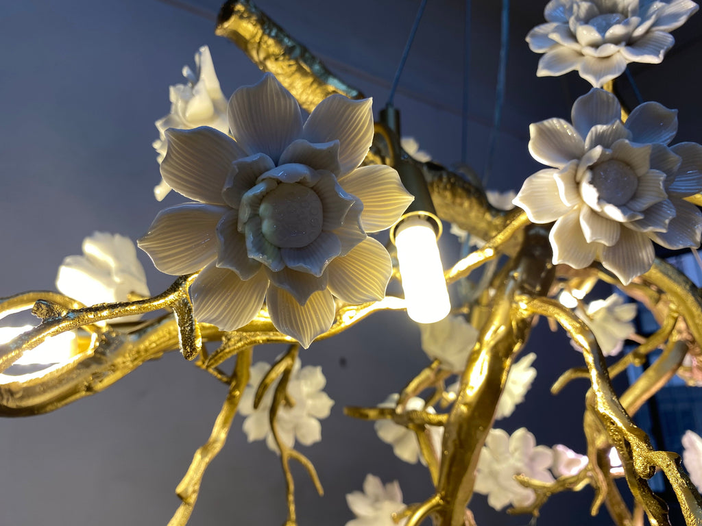 Ceramics Flower Branch Chandelier For Living Dining Room