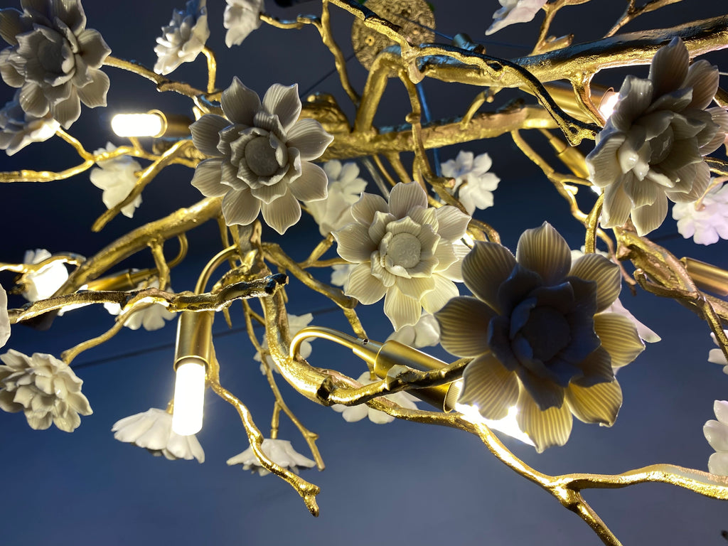 Ceramics Flower Branch Chandelier For Living Dining Room