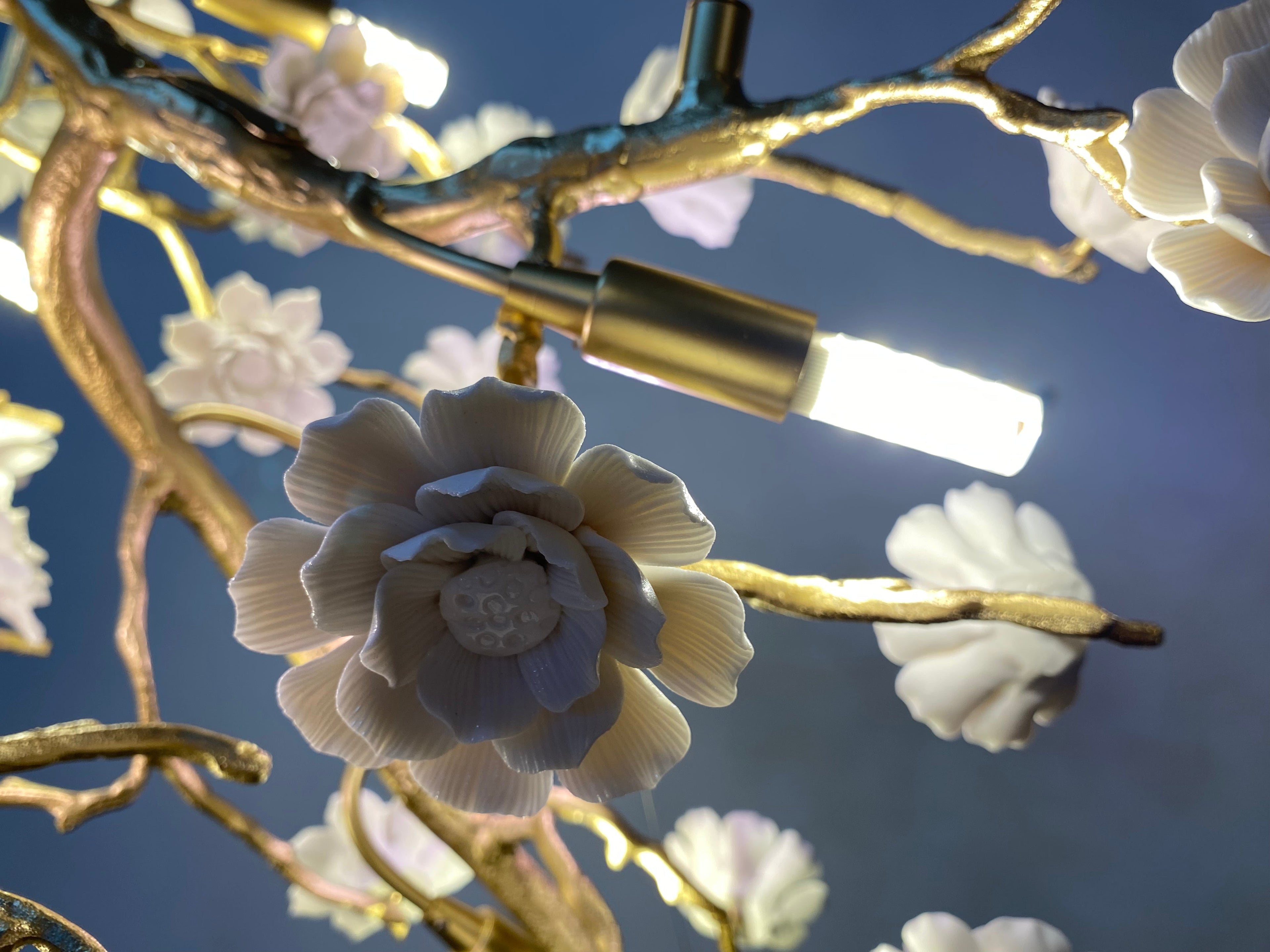 Ceramics Flower Branch Chandelier For Living Dining Room
