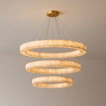 OLYRA 3-TIER ROUND ALABASTER CHANDELIER 39" 47" 59"D