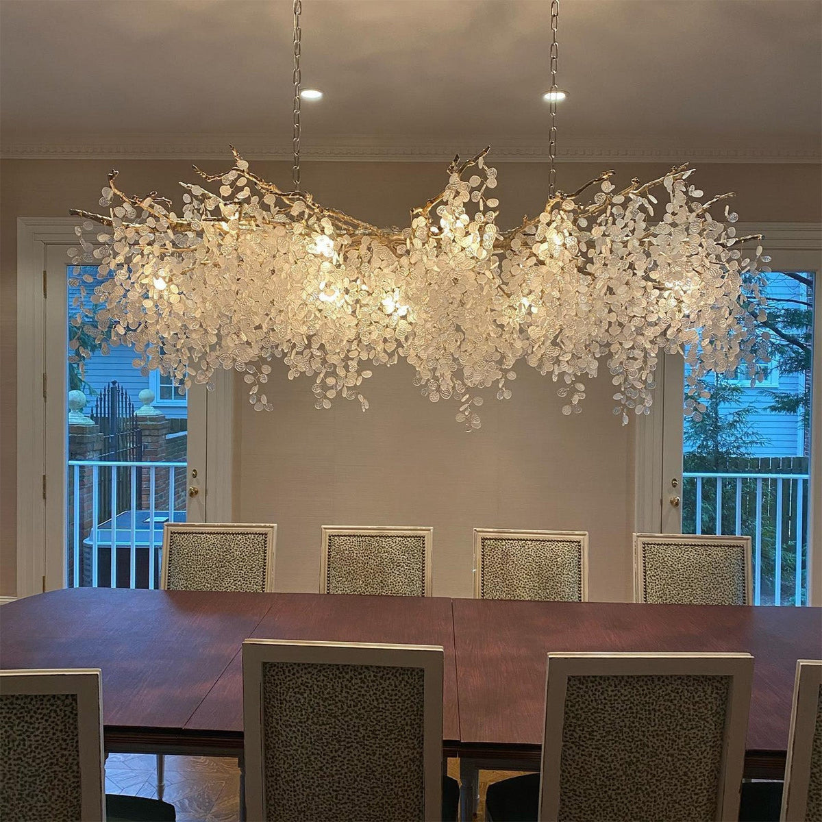Shiro Branch Clear Crystal Brass Chandelier
