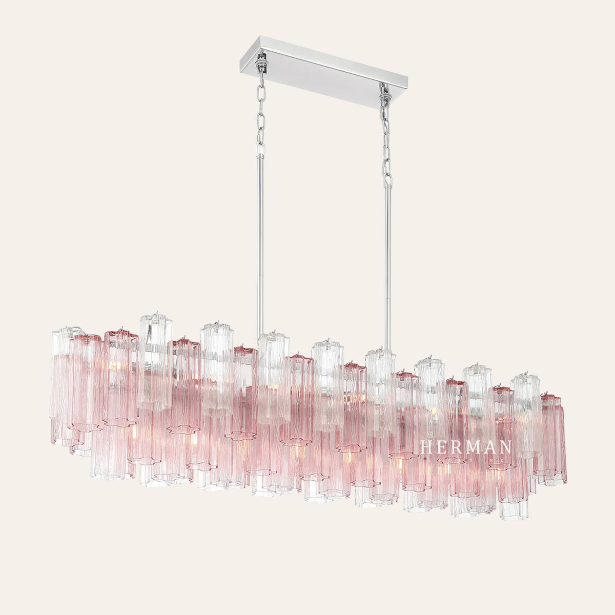 Modern Addis Murano Glass Linear Chandelier 51" - CasaraHouse