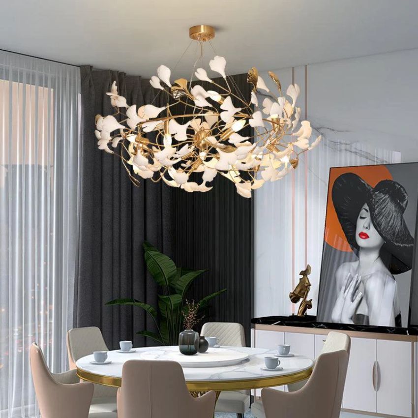 Ceramics Brass Round Branch Chandelier