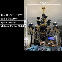 Maria Classic Branch Crystal Chandelier with Candle Design in Black and Gold