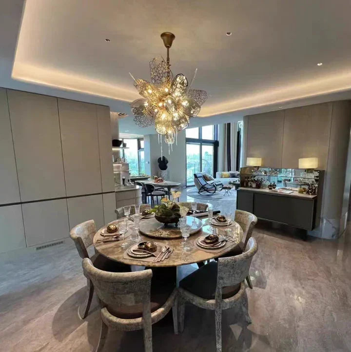 Glass Chandelier Italian Light Luxury Light Fixture for Dining Room/Living Room
