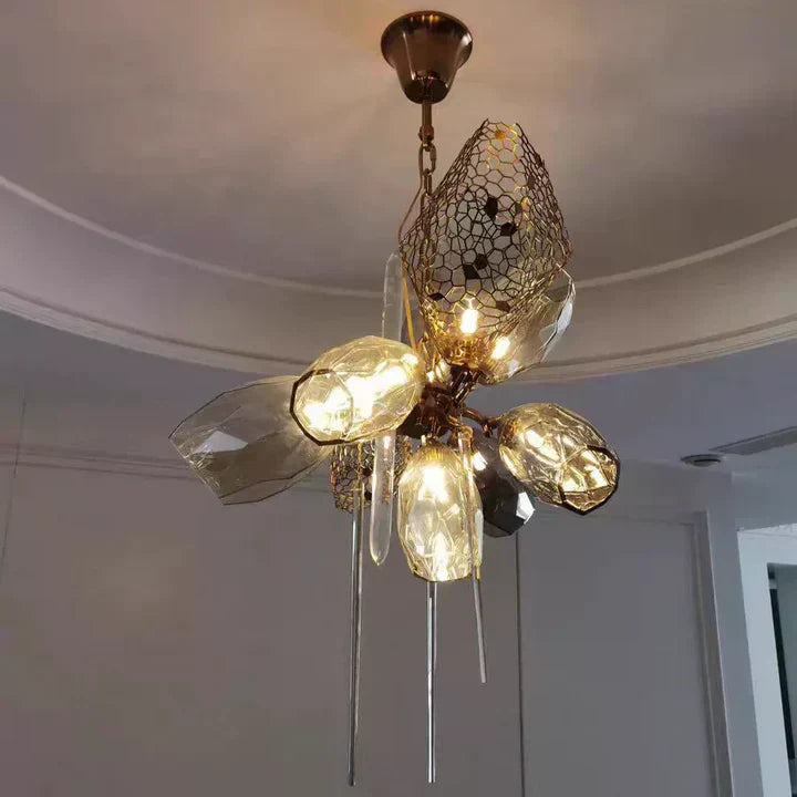 Glass Chandelier Italian Light Luxury Light Fixture for Dining Room/Living Room