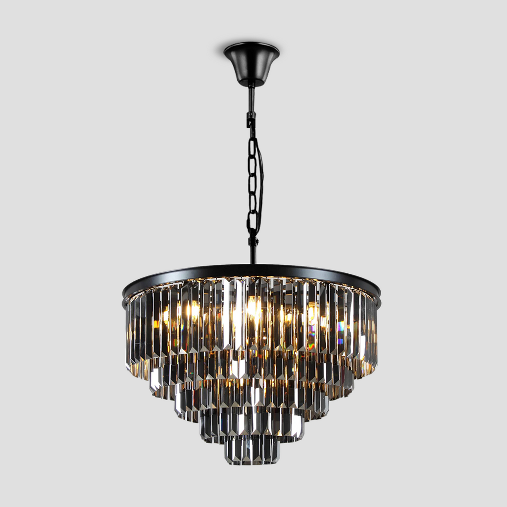 Falria Multi-Tier Clear/Smoke Crystal Round Chandelier
