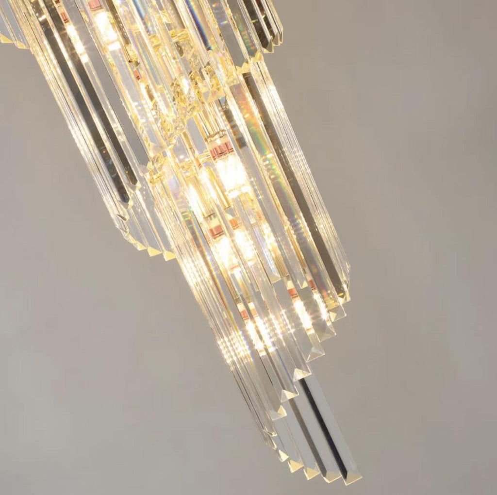 Luxury Extra Large Foyer Spiral Staircase Chandelier Long Crystal Ceiling Light Fixture For Living Room Hall Entrance