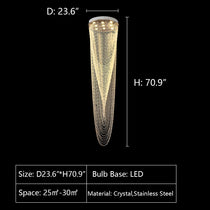 Extra Large Affordable Luxury Tiered Tassel Watefall Crystal Chandelier for Spiral Staircase/Villa/Hotel Lobby/Foyer