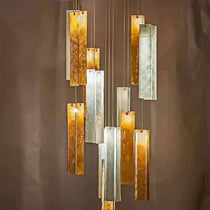 Art Design 1/25/60/84-Light Colorful Rectangle Cluster Glass Tile Pendant/Chandelier