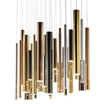 Brillia Round Two-Tone Tubular Pendant Light Chandelier