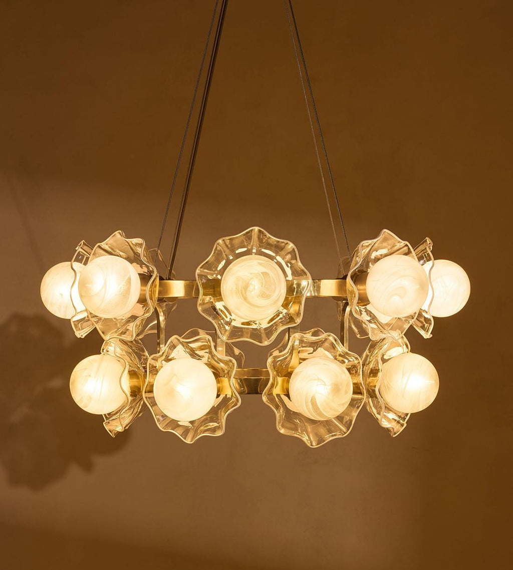 Holly Glass Chandelier 32"W