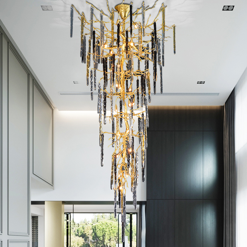 Dora Raindrop Colorful Crystal Staircase Chandelier