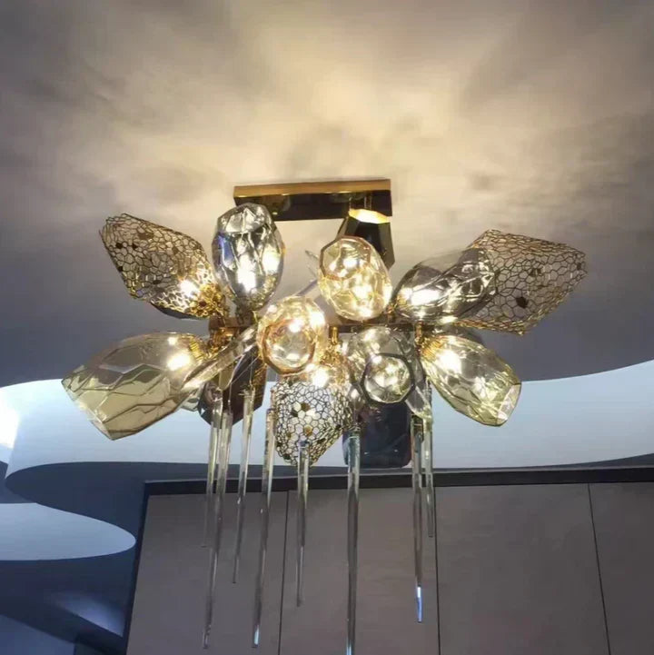 Glass Chandelier Italian Light Luxury Light Fixture for Dining Room/Living Room