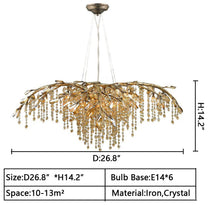 New Luxury Branch Crystal Pendant Chandelier Designer Creative Art Dining Room/Living Room Light Fixture