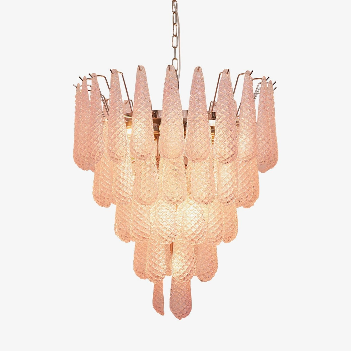 Modern Murano Pink Glass Dewdrop Chandelier - CasaraHouse Main image
