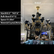 Maria Classic Branch Crystal Chandelier with Candle Design in Black and Gold